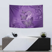 Polynesia Lupus Awareness Month Tapestry Warrior Purple Ribbon Polynesian Butterflies