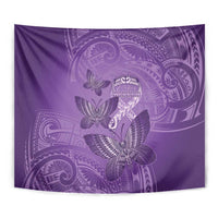 Polynesia Lupus Awareness Month Tapestry Warrior Purple Ribbon Polynesian Butterflies