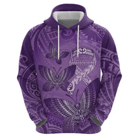 Personalised Polynesia Lupus Awareness Month Zip Hoodie Warrior Purple Ribbon Polynesian Butterflies