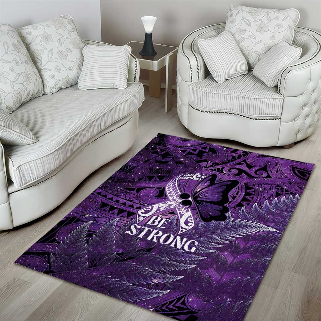 Lupus Awareness Month New Zealand Area Rug Be Strong Warrior Maori Silver Fern