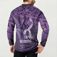 Lupus Awareness Month New Zealand Button Sweatshirt Be Strong Warrior Maori Silver Fern