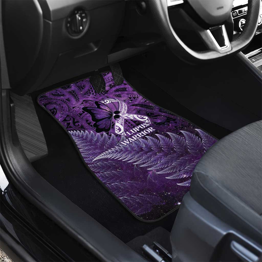 Lupus Awareness Month New Zealand Car Mats Be Strong Warrior Maori Silver Fern LT14 - Polynesian Pride