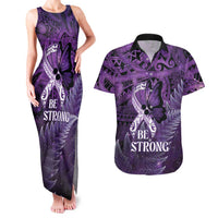 Lupus Awareness Month New Zealand Couples Matching Tank Maxi Dress and Hawaiian Shirt Be Strong Warrior Maori Silver Fern LT14 Purple - Polynesian Pride