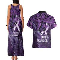 Lupus Awareness Month New Zealand Couples Matching Tank Maxi Dress and Hawaiian Shirt Be Strong Warrior Maori Silver Fern LT14 - Polynesian Pride