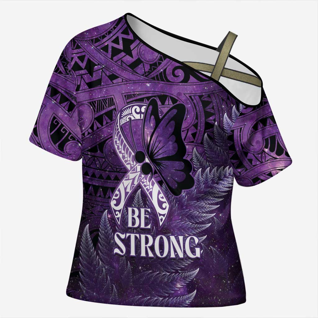 Lupus Awareness Month New Zealand Cross Shoulder Shirt Be Strong Warrior Maori Silver Fern