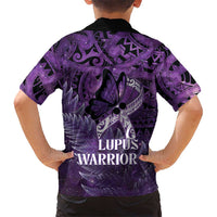 Lupus Awareness Month New Zealand Family Matching Long Sleeve Bodycon Dress and Hawaiian Shirt Be Strong Warrior Maori Silver Fern LT14 - Polynesian Pride