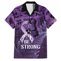 Lupus Awareness Month New Zealand Family Matching Long Sleeve Bodycon Dress and Hawaiian Shirt Be Strong Warrior Maori Silver Fern LT14 Dad's Shirt - Short Sleeve Purple - Polynesian Pride