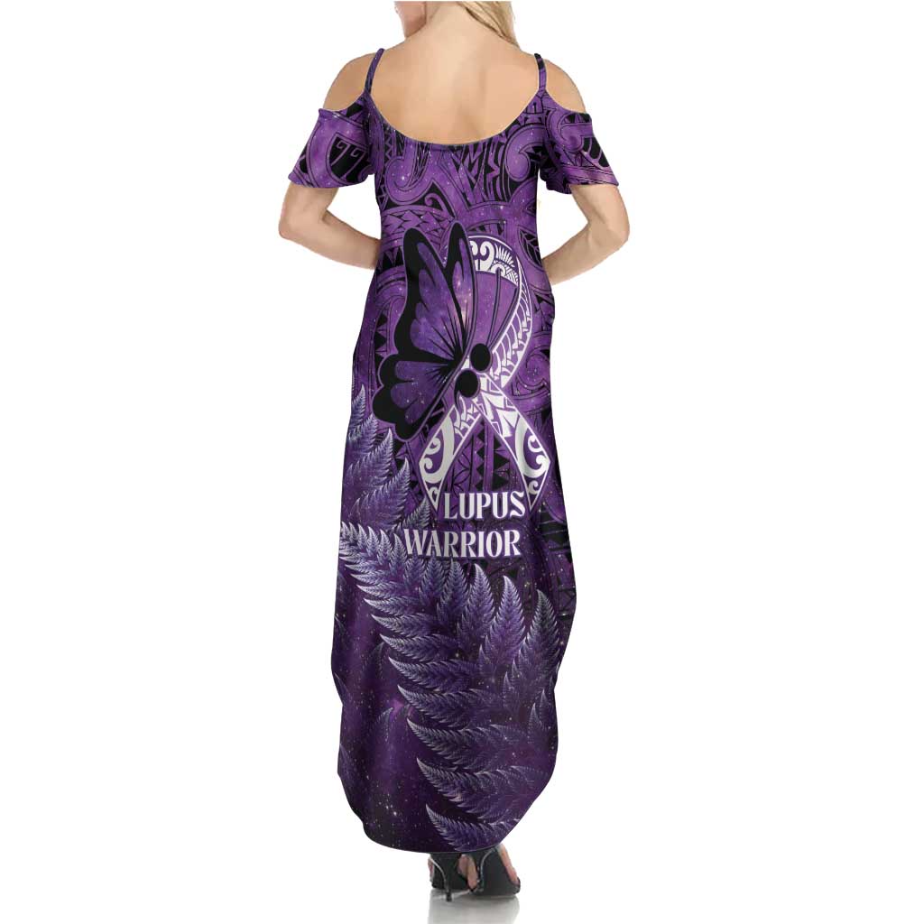 Lupus Awareness Month New Zealand Family Matching Summer Maxi Dress and Hawaiian Shirt Be Strong Warrior Maori Silver Fern LT14 - Polynesian Pride