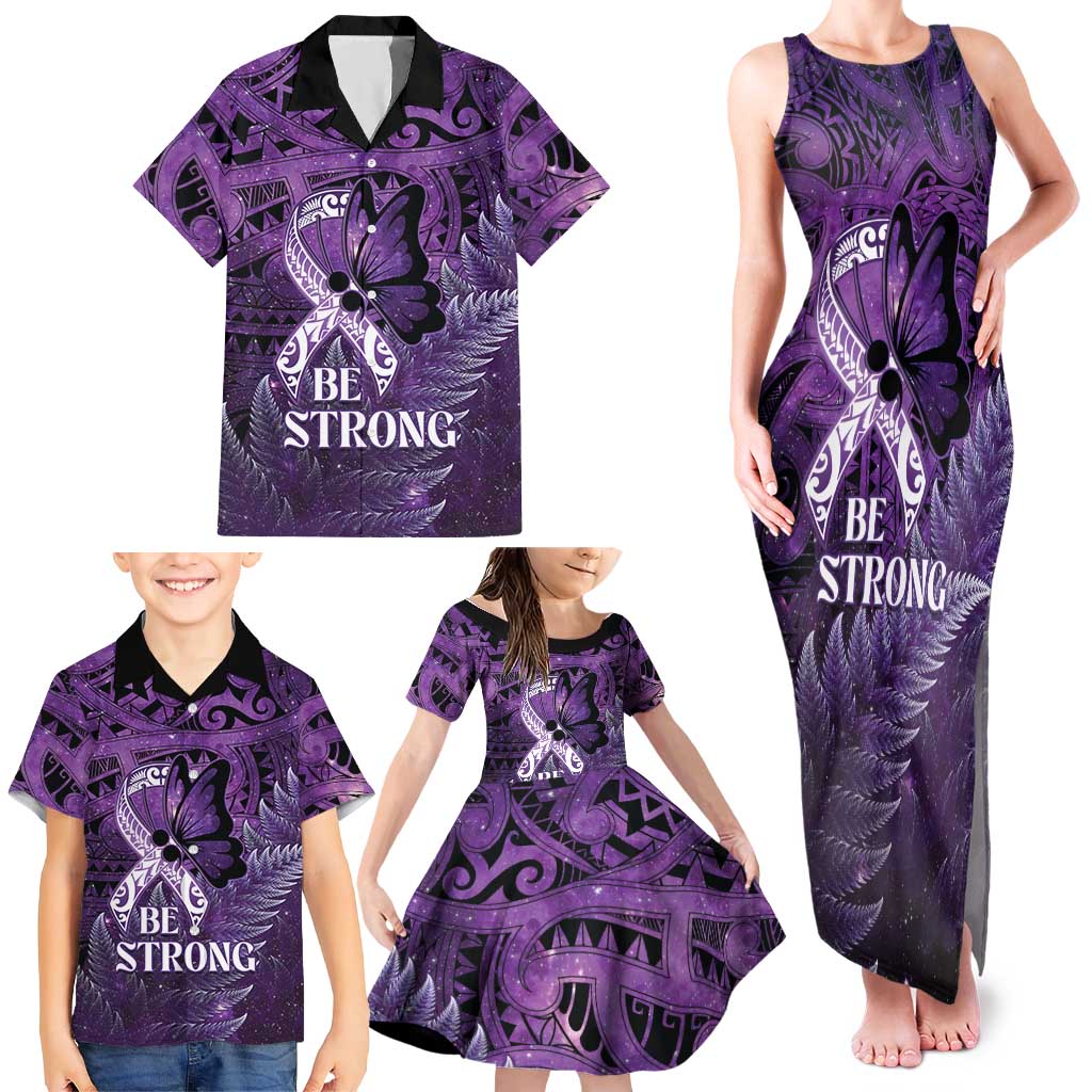 Lupus Awareness Month New Zealand Family Matching Tank Maxi Dress and Hawaiian Shirt Be Strong Warrior Maori Silver Fern