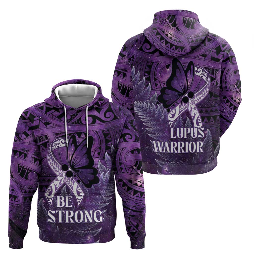 Lupus Awareness Month New Zealand Hoodie Be Strong Warrior Maori Silver Fern