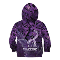 Lupus Awareness Month New Zealand Kid Hoodie Be Strong Warrior Maori Silver Fern