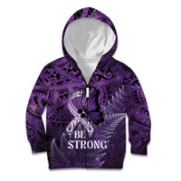 Lupus Awareness Month New Zealand Kid Hoodie Be Strong Warrior Maori Silver Fern