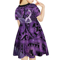Lupus Awareness Month New Zealand Kid Short Sleeve Dress Be Strong Warrior Maori Silver Fern