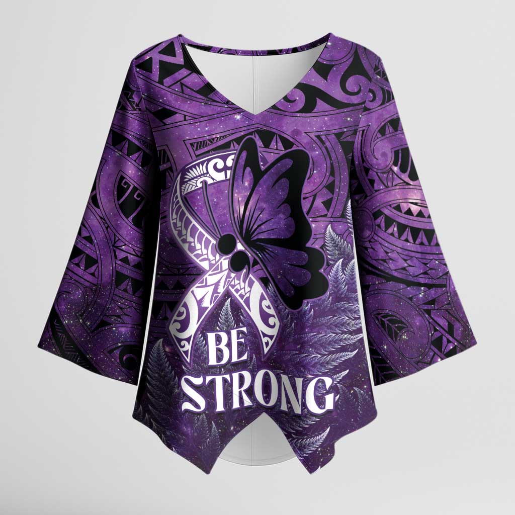 Lupus Awareness Month New Zealand Kimono Sleeve Blouse Be Strong Warrior Maori Silver Fern
