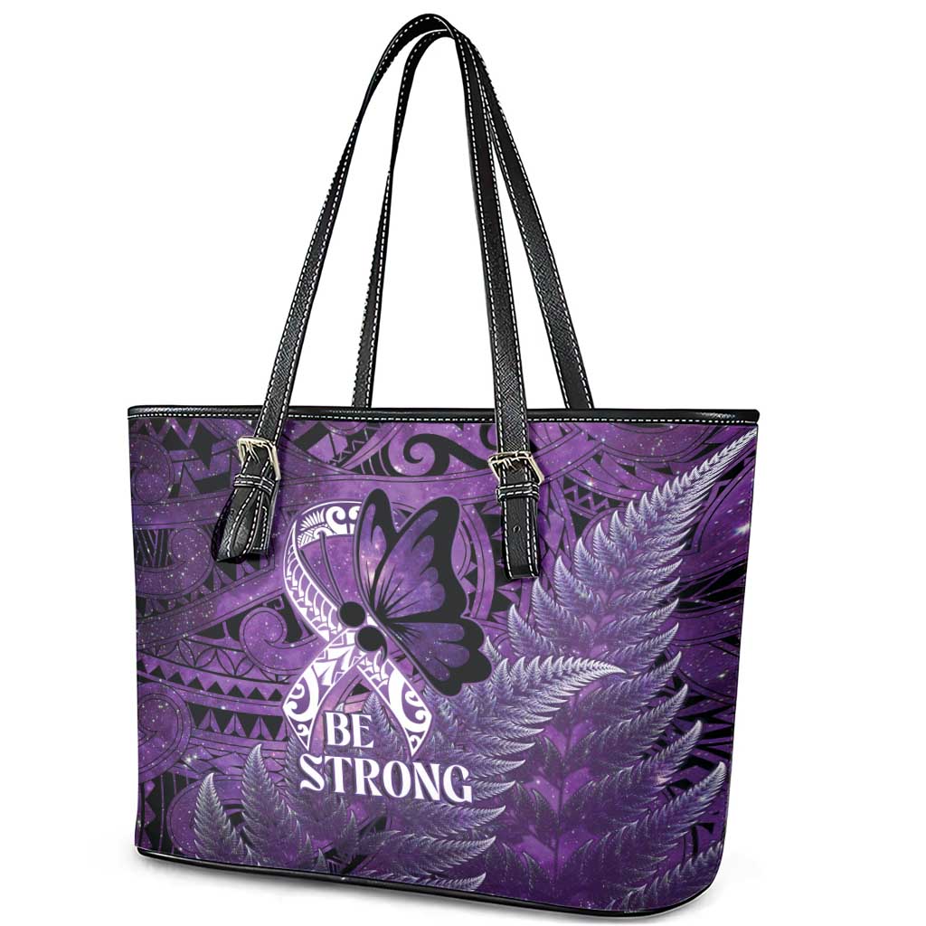 Lupus Awareness Month New Zealand Leather Tote Bag Be Strong Warrior Maori Silver Fern