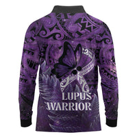 Lupus Awareness Month New Zealand Long Sleeve Polo Shirt Be Strong Warrior Maori Silver Fern