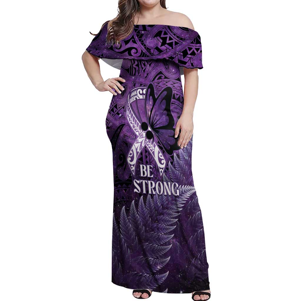 Lupus Awareness Month New Zealand Off Shoulder Maxi Dress Be Strong Warrior Maori Silver Fern