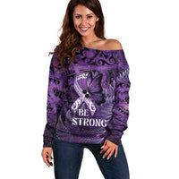 Lupus Awareness Month New Zealand Off Shoulder Sweater Be Strong Warrior Maori Silver Fern
