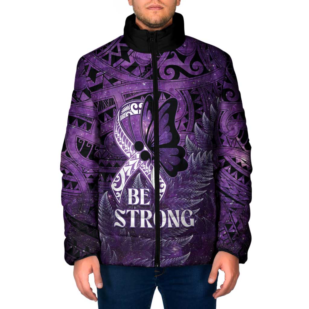 Lupus Awareness Month New Zealand Padded Jacket Be Strong Warrior Maori Silver Fern