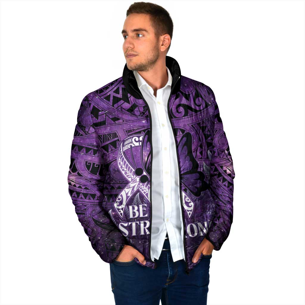 Lupus Awareness Month New Zealand Padded Jacket Be Strong Warrior Maori Silver Fern