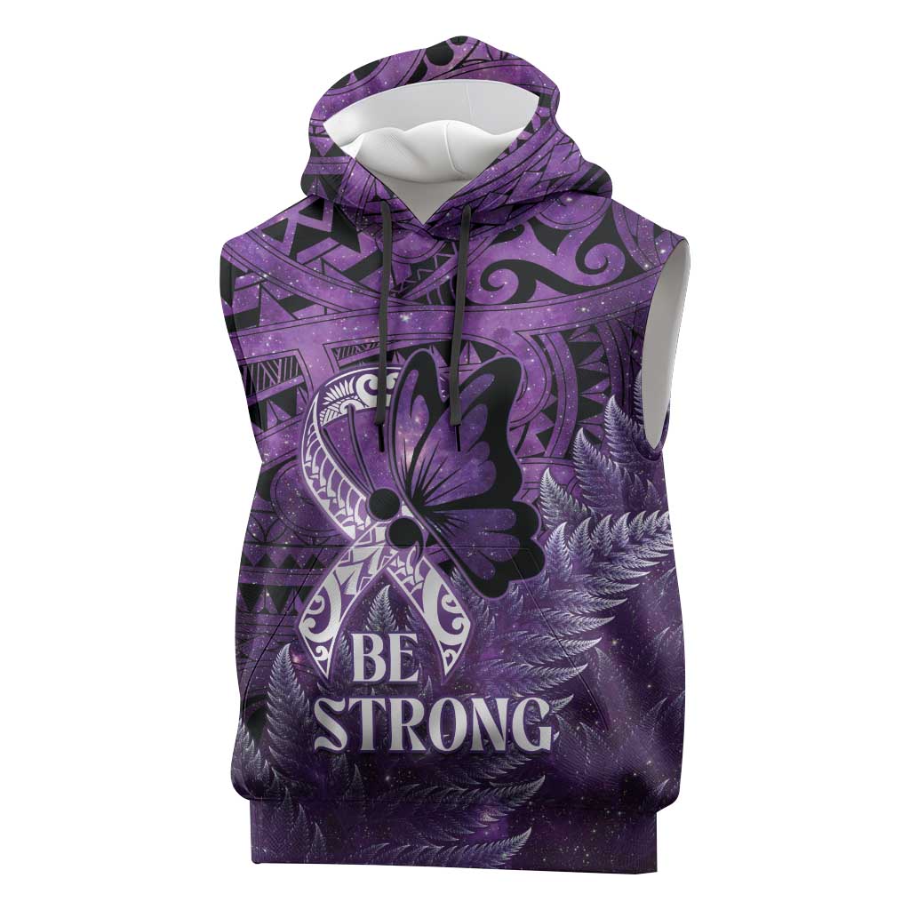 Lupus Awareness Month New Zealand Sleeveless Hoodie Be Strong Warrior Maori Silver Fern