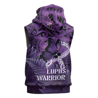 Lupus Awareness Month New Zealand Sleeveless Hoodie Be Strong Warrior Maori Silver Fern