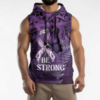 Lupus Awareness Month New Zealand Sleeveless Hoodie Be Strong Warrior Maori Silver Fern