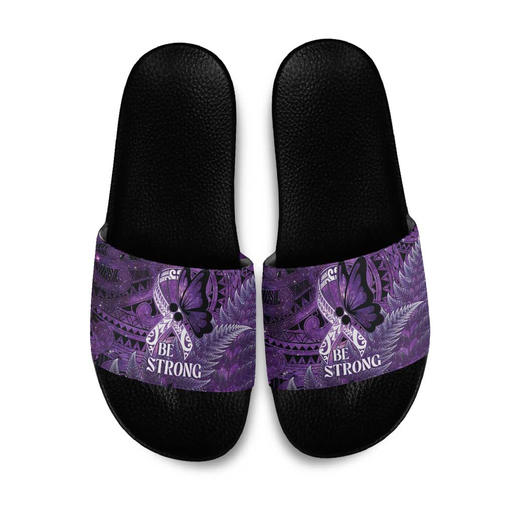 Lupus Awareness Month New Zealand Slide Sandals Be Strong Warrior Maori Silver Fern