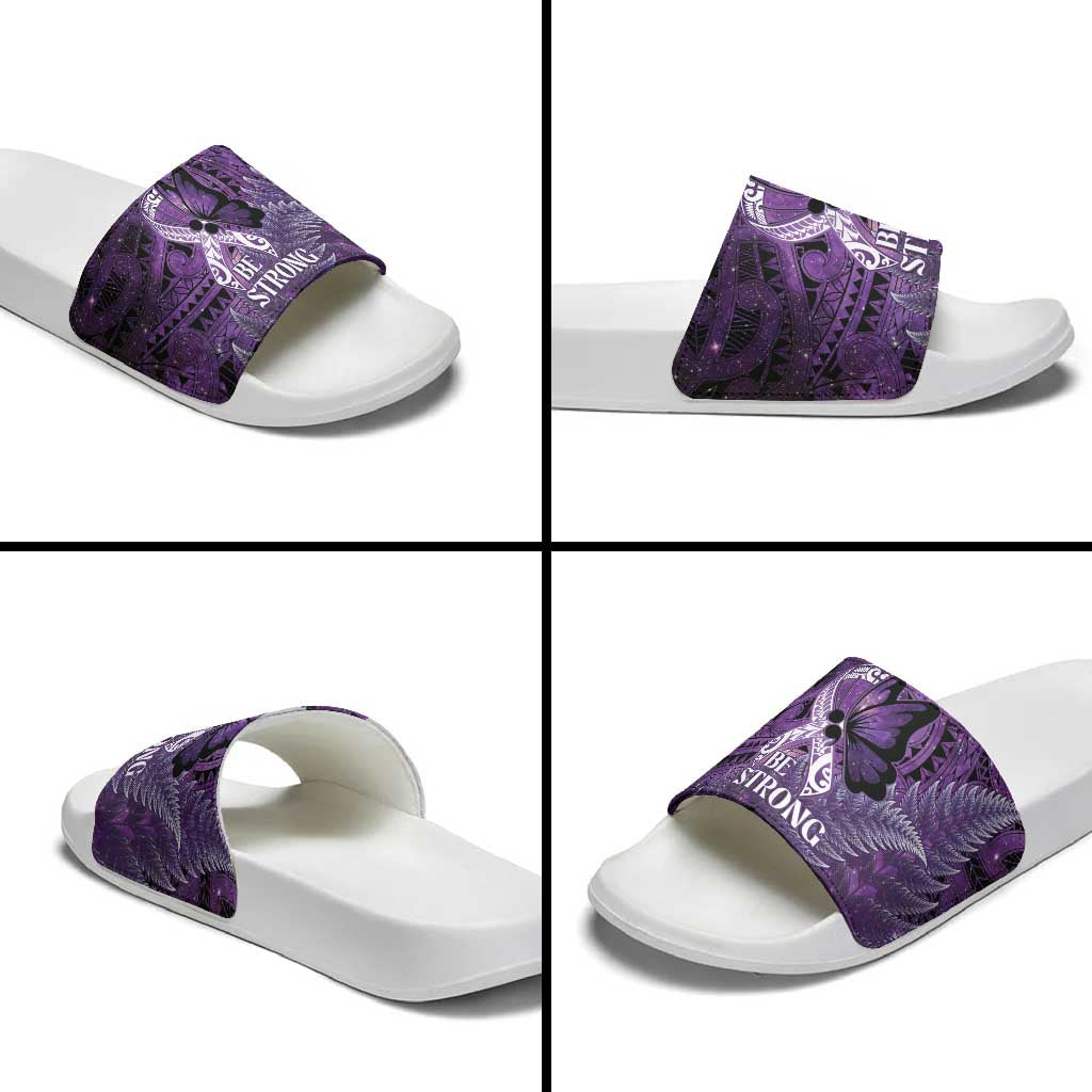 Lupus Awareness Month New Zealand Slide Sandals Be Strong Warrior Maori Silver Fern