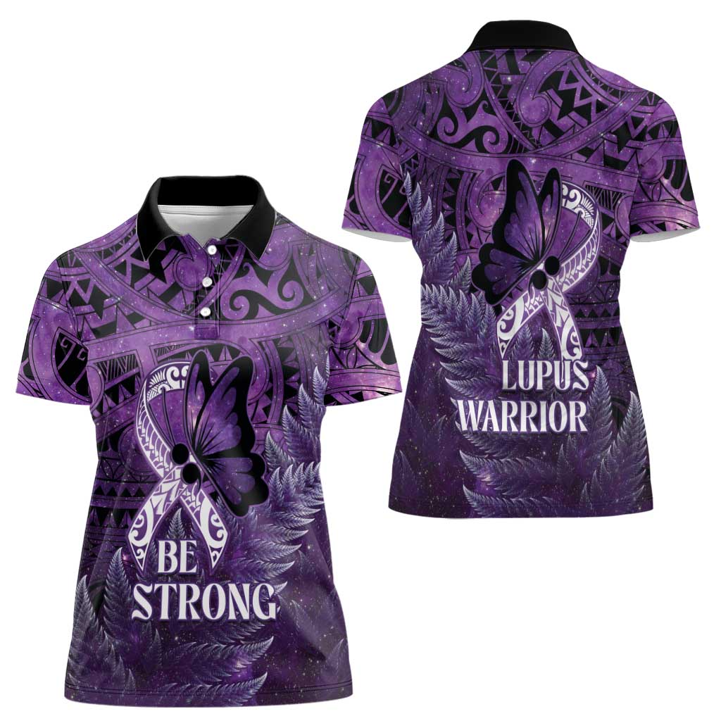 Lupus Awareness Month New Zealand Women Polo Shirt Be Strong Warrior Maori Silver Fern LT14 - Polynesian Pride