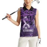Lupus Awareness Month New Zealand Women Sleeveless Polo Shirt Be Strong Warrior Maori Silver Fern LT14 - Polynesian Pride