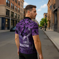 Lupus Awareness Month New Zealand Zipper Polo Shirt Be Strong Warrior Maori Silver Fern