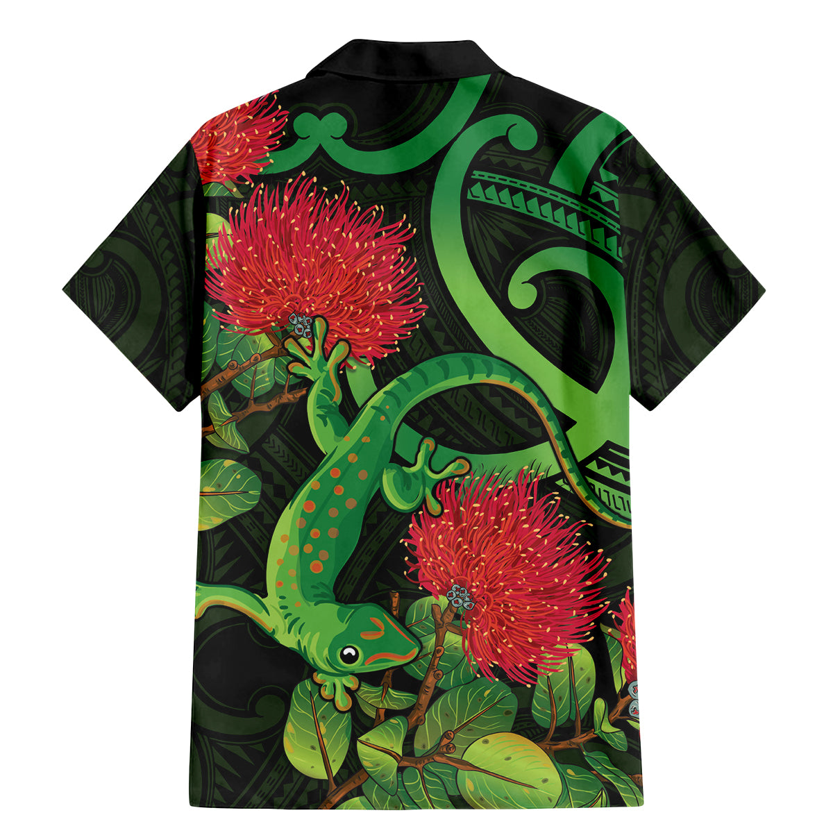 New Zealand Gecko Family Matching Mermaid Dress and Hawaiian Shirt Aotearoa Maori With Pohutukawa Flowers LT14 - Polynesian Pride