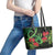 New Zealand Gecko Leather Tote Bag Aotearoa Maori With Pohutukawa Flowers