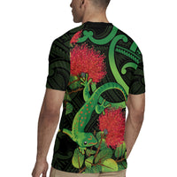 New Zealand Gecko Rugby Jersey Aotearoa Maori With Pohutukawa Flowers