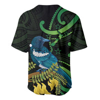 New Zealand Tui Bird Baseball Jersey Aotearoa Maori With Kowhai Flowers