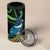 New Zealand Tui Bird 4 in 1 Can Cooler Tumbler Aotearoa Maori With Kowhai Flowers