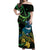 New Zealand Tui Bird Off Shoulder Maxi Dress Aotearoa Maori With Kowhai Flowers