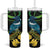 New Zealand Tui Bird Tumbler With Handle Aotearoa Maori With Kowhai Flowers