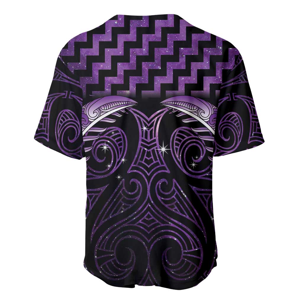 Purple Matariki New Zealand Baseball Jersey Maori Poutama Galaxy Vibes