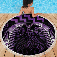 Purple Matariki New Zealand Beach Blanket Maori Poutama Galaxy Vibes