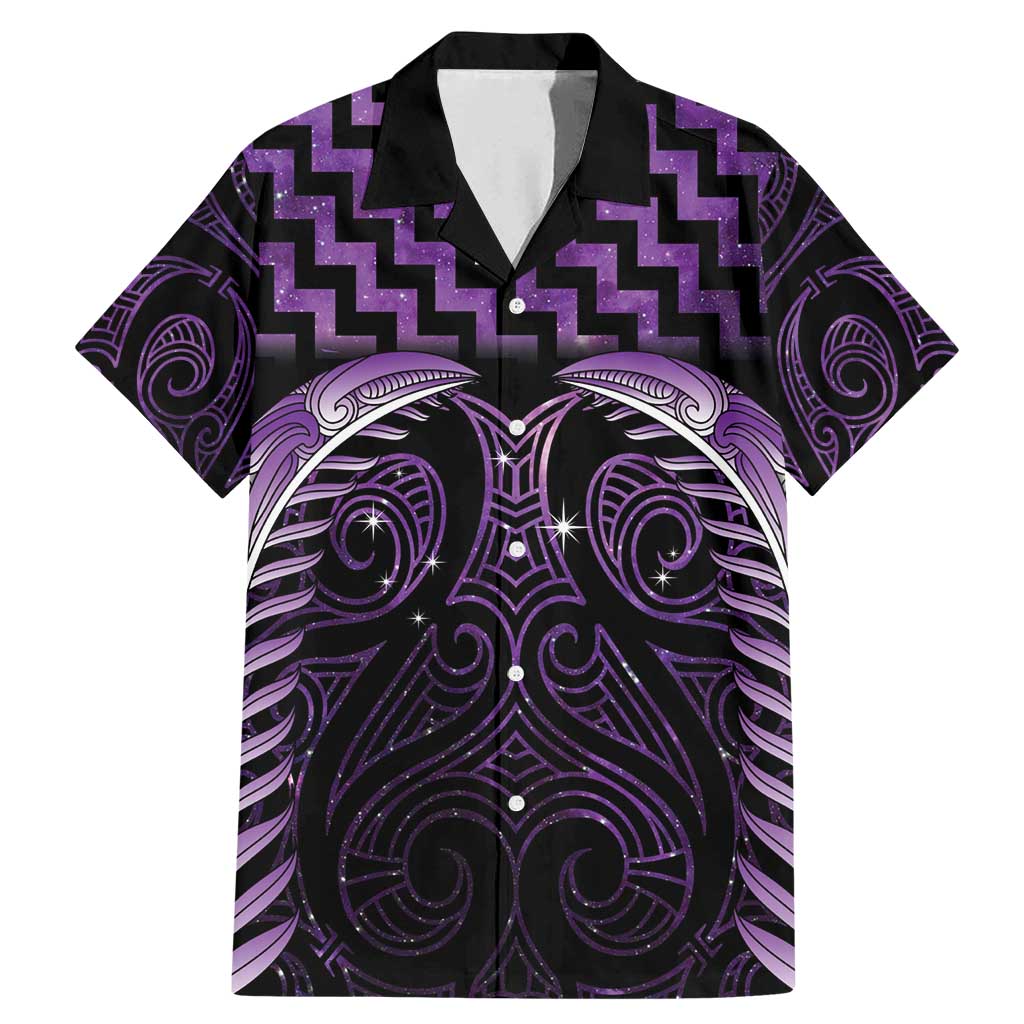 Purple Matariki New Zealand Family Matching Mermaid Dress and Hawaiian Shirt Maori Poutama Galaxy Vibes