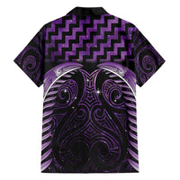 Purple Matariki New Zealand Family Matching Short Sleeve Bodycon Dress and Hawaiian Shirt Maori Poutama Galaxy Vibes