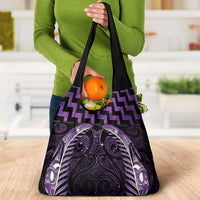 Purple Matariki New Zealand Grocery Bag Maori Poutama Galaxy Vibes