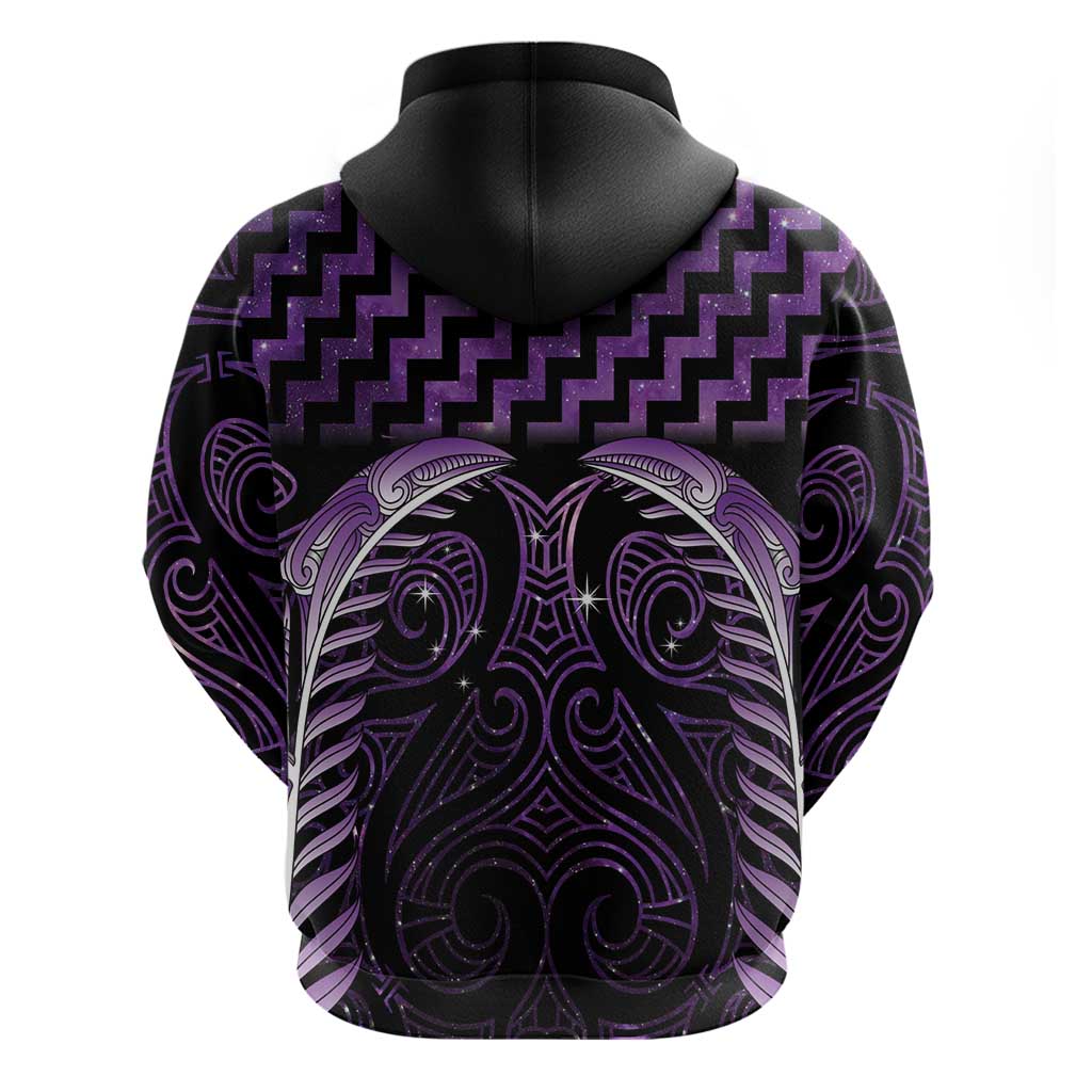 Purple Matariki New Zealand Hoodie Maori Poutama Galaxy Vibes