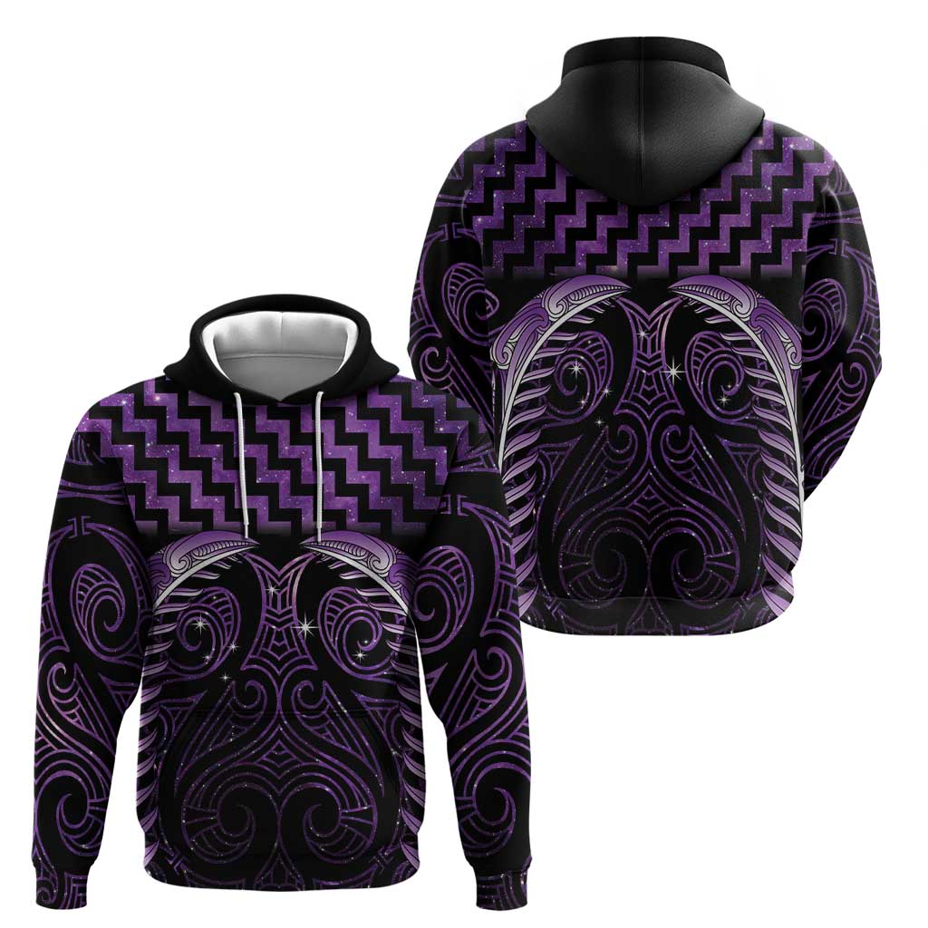 Purple Matariki New Zealand Hoodie Maori Poutama Galaxy Vibes