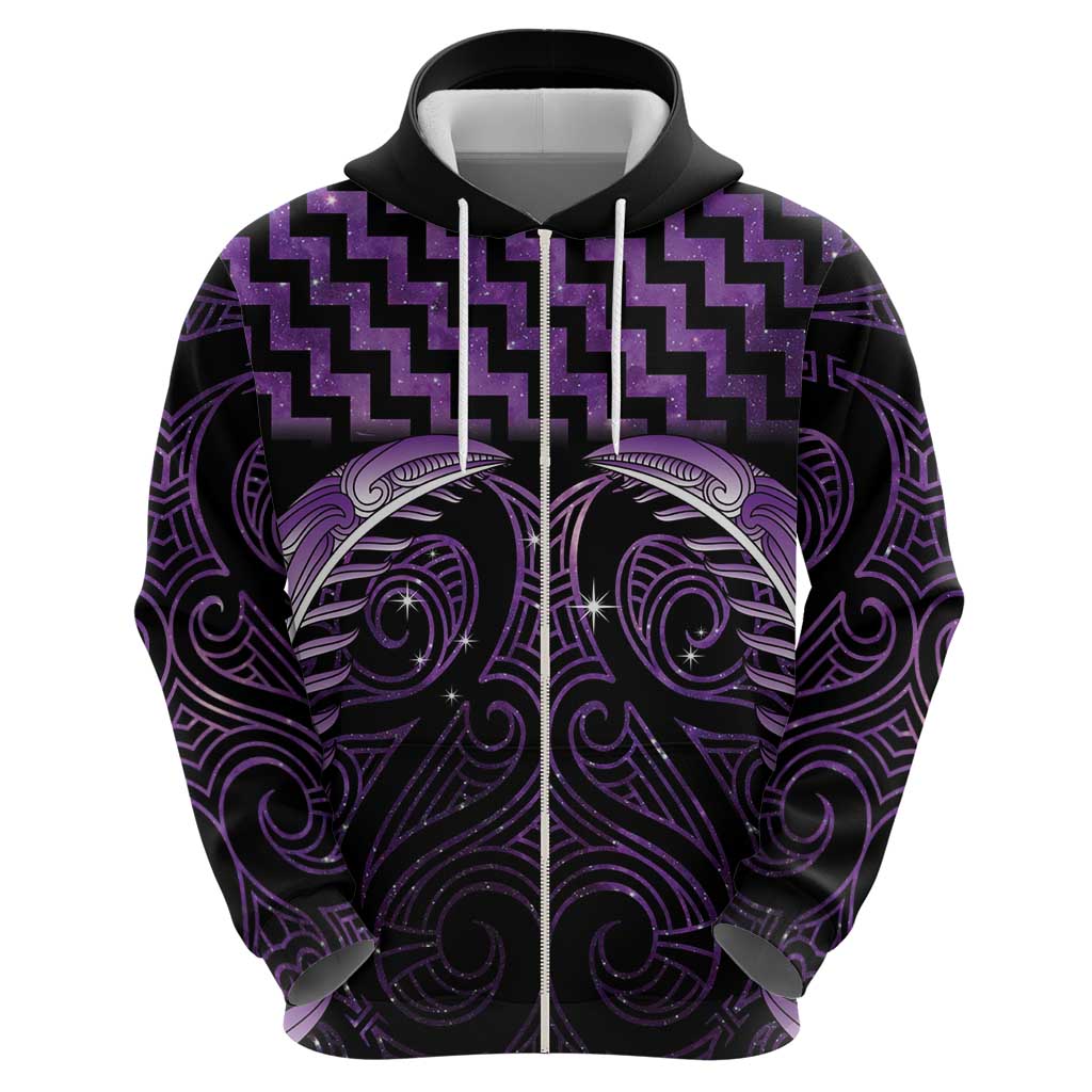 Purple Matariki New Zealand Hoodie Maori Poutama Galaxy Vibes