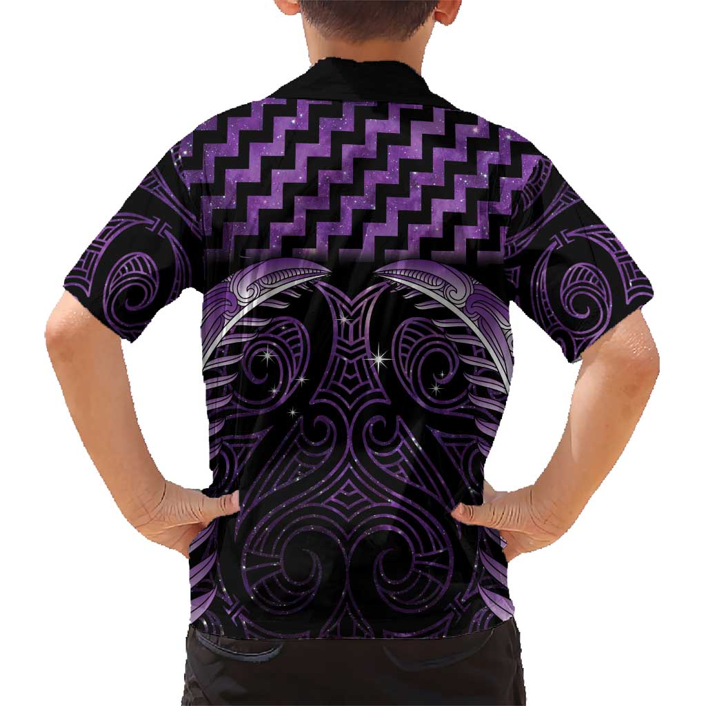 Purple Matariki New Zealand Kid Hawaiian Shirt Maori Poutama Galaxy Vibes