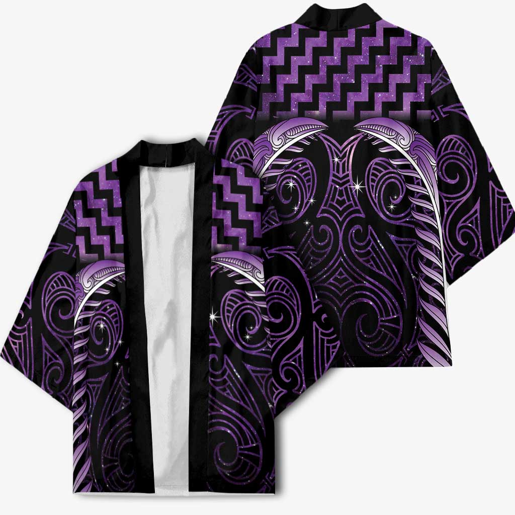 Purple Matariki New Zealand Kimono Maori Poutama Galaxy Vibes - Polynesian Pride
