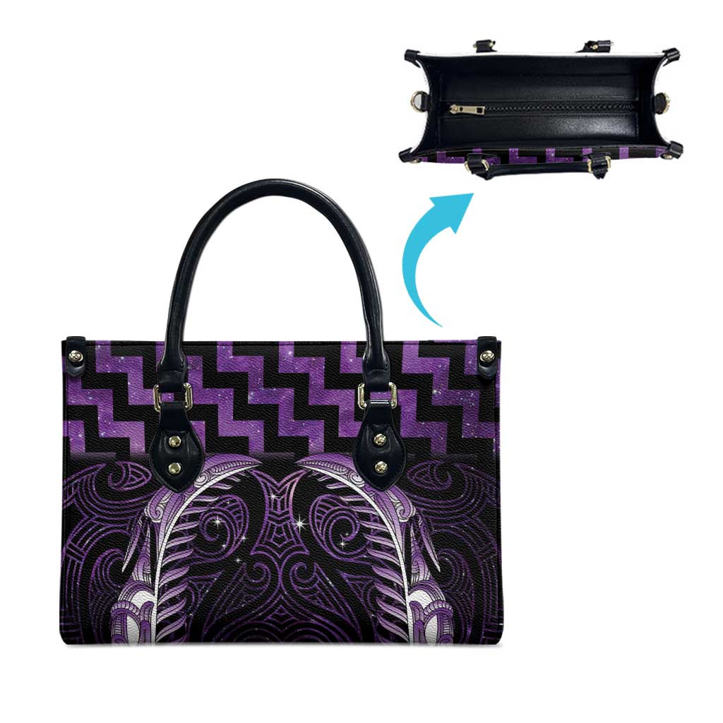 Purple Matariki New Zealand Leather Bag Maori Poutama Galaxy Vibes - Polynesian Pride